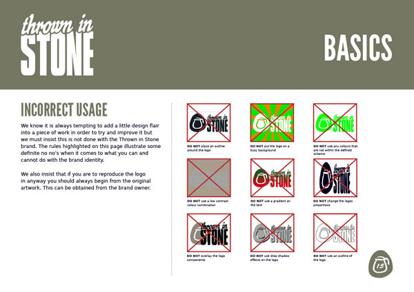 Thrown in Stone brand guidelines