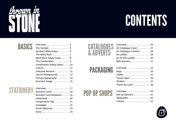 Thrown in Stone brand guidelines